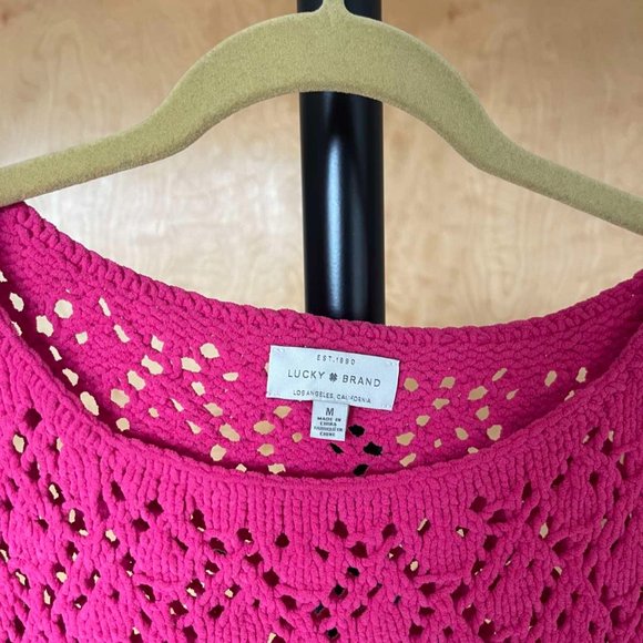 Lucky Brand Fuchsia Pink eyelet sweater - Picture 2 of 4